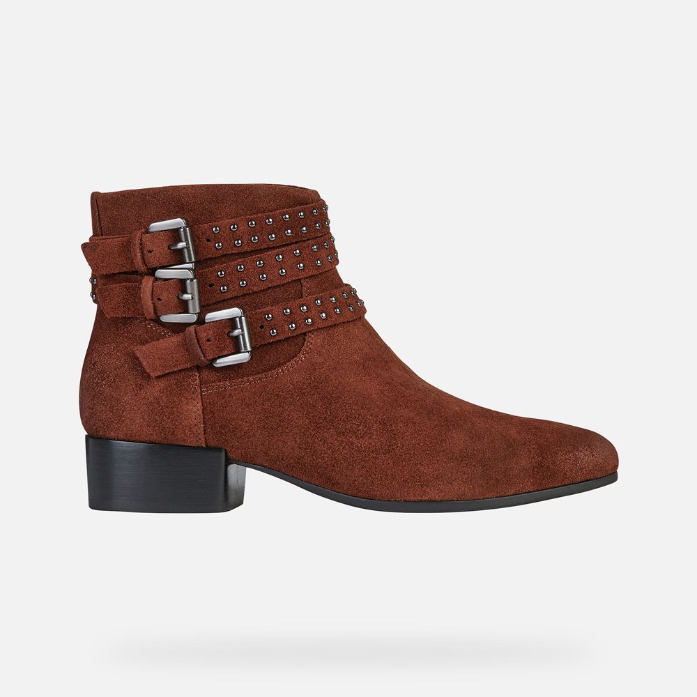 Geox Ankle Boots Burgundy Peython - Geox Womens Shoes - KGBQMO817